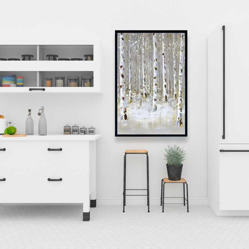Birch Forest by Winter - Toile encadrée pour le décor du salon, H 37,25 po x l 25,25 po