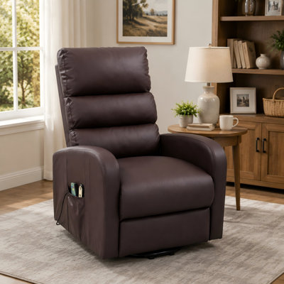 Faux Leather Power Lift Recliner with Heat, Vibration & Remote Control