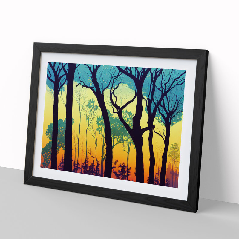 Serene Summer Forest - Framed Print, 34cm H x 46cm W x 2cm D, Black