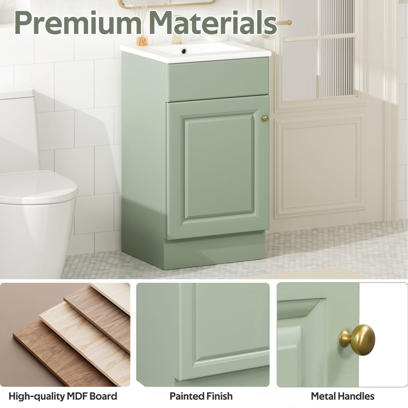 Meuble-lavabo 18 po avec lavabo, meuble-lavabo avec tablette de porte et tablette réglable