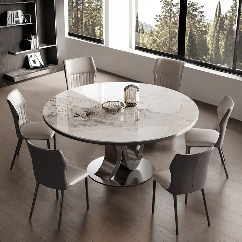 Ensemble de table de salle à manger de style italien, Blanc / Gris, H 29,5 po x L 47,2 po x l 47,2 po