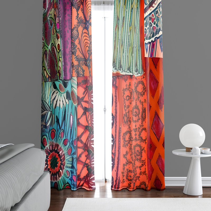Paire de rideaux semi-transparents en polyester Brenham, L 40 po x L 61 po