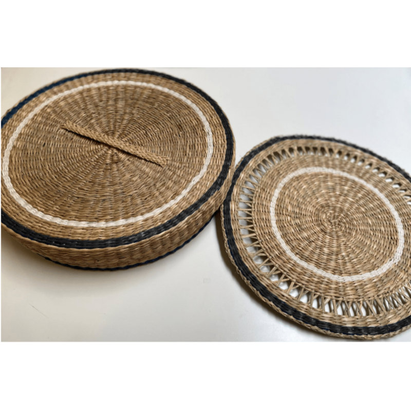 Napperons Seagrass, noir, ensemble de 6