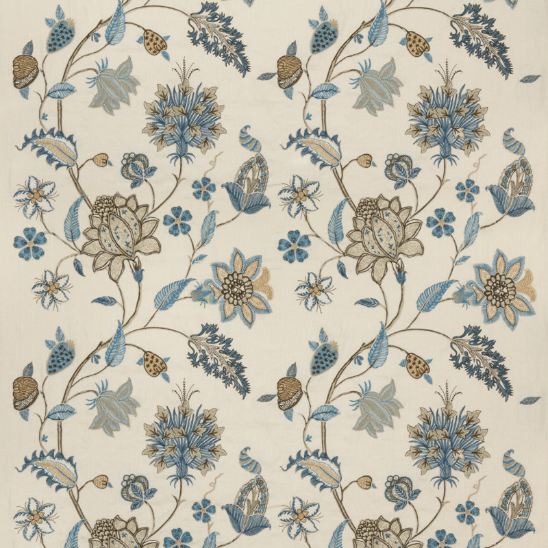 Bakers Indienne Embroidery Fabric, Soft Blue