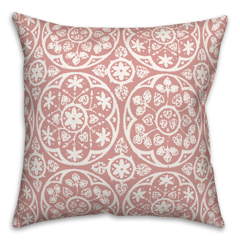 Housse et insert de coussin d'extérieur carré Tile 6, Rose, 16 po x 16 po