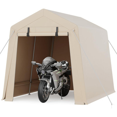 Remise de rangement extérieure portative 7 pi x 10 pi avec 2 portes et évents à fermeture à glissière, bâche en PE imperméable pour abri robuste 240G
