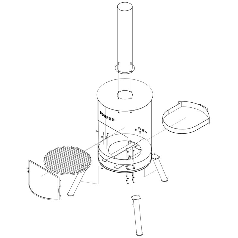 Triangle Steel Chimnea, Black, 172cm H x 50cm W x 50cm D