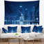 Cityscape Blue Chicago Skyline Night Tapestry-28503170