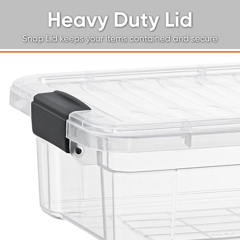 Latitude Run® Clear Storage Bins with Lids, 5 Pack- Plastic Storage Boxes for Home-, 1.27 qt