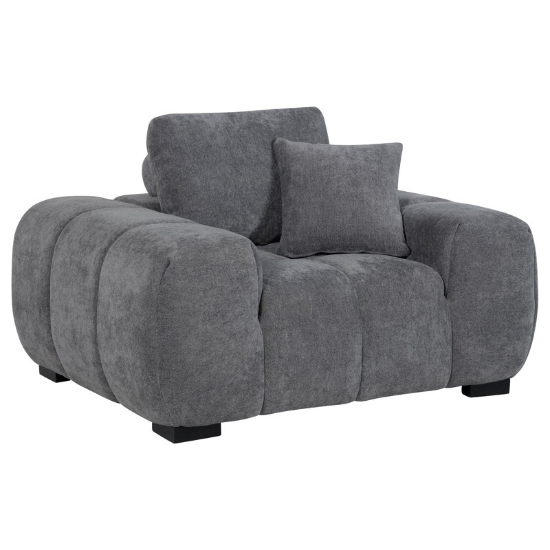 Fauteuil d'appoint rembourré gris anthracite Plather, Gris anthracite