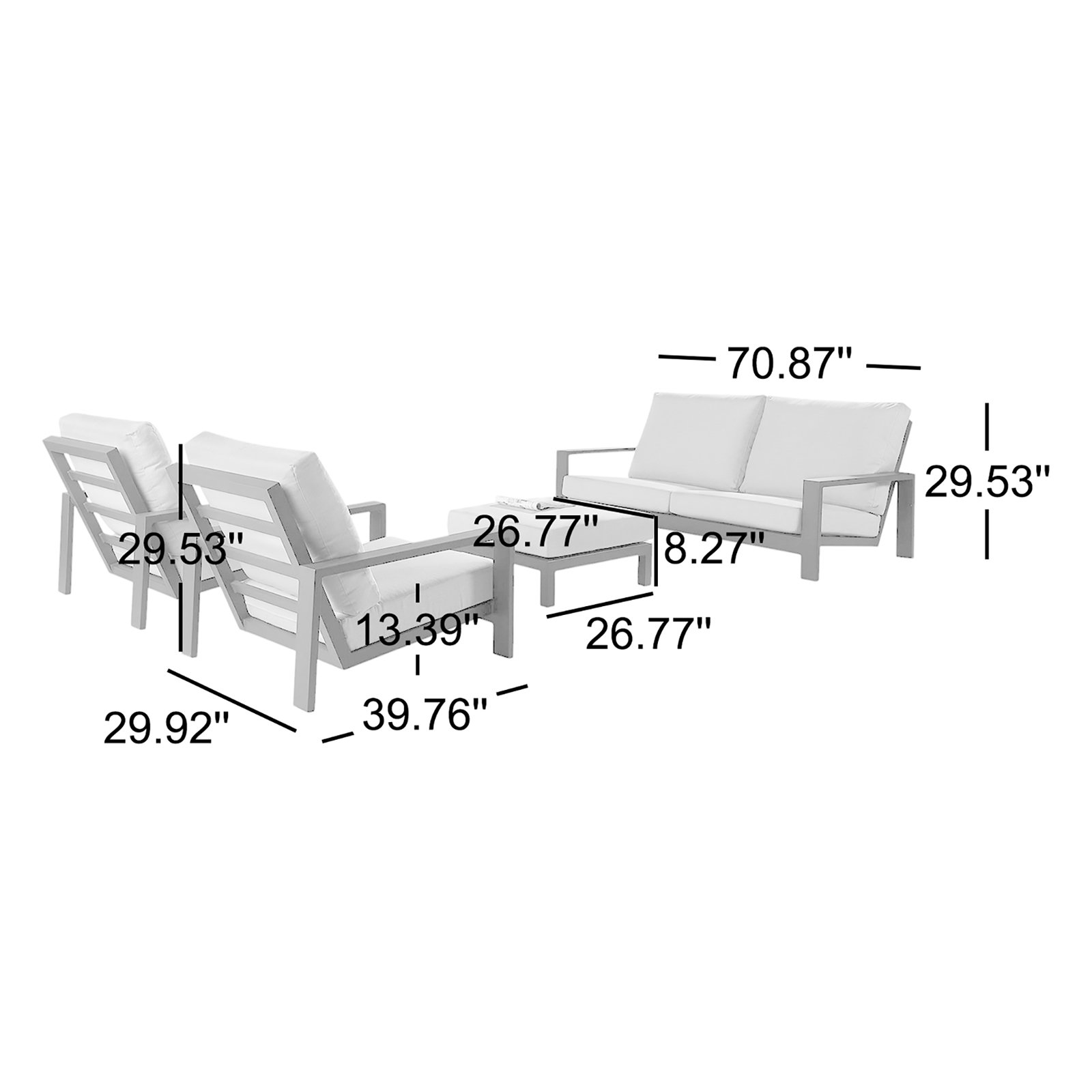 Hoyt 4-Person Patio Seating Group, Silver Gray