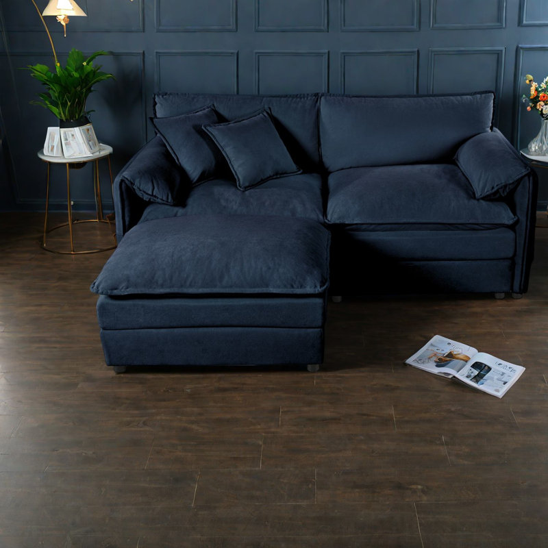 Spacious Chenille Sofas, Modular L-shaped Couch For Modern Living Rooms
