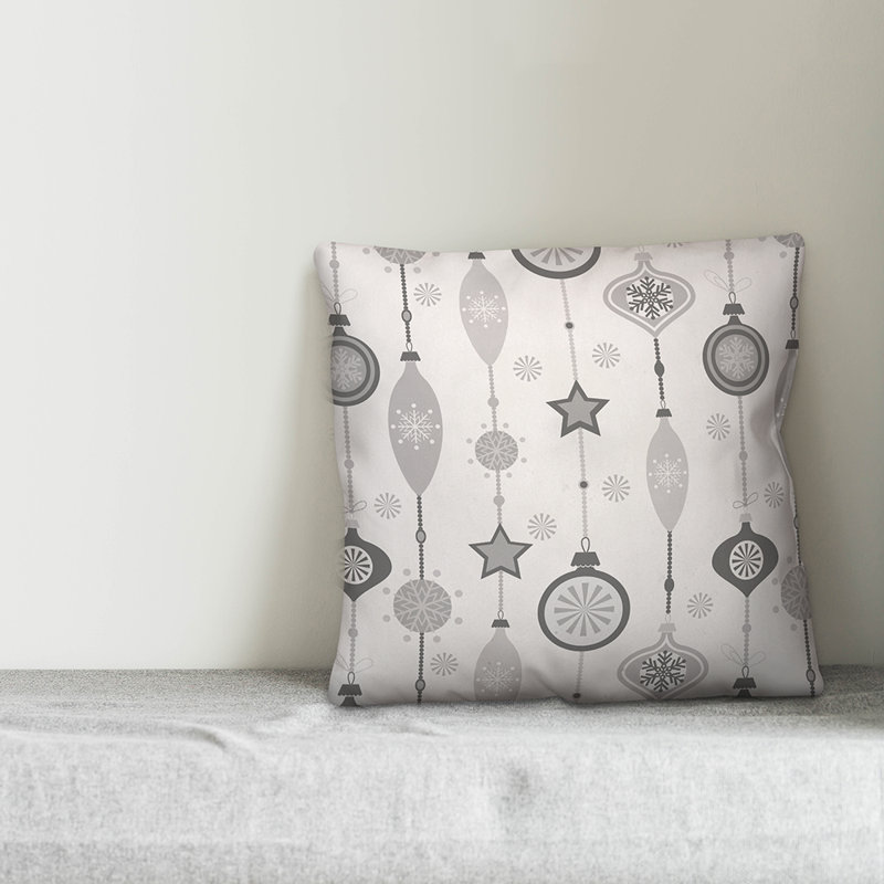  Coussin décoratif Ornament, 18 po x 18 po, Blanc, Housse de coussin seulement - sans coussin