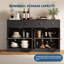 Buffet de 55 po de large avec 4 portes en acrylique et 2 tiroirs, armoire de rangement pour la cuisine de ferme, console en bois pour le salon, la salle à manger, le vestibule, noir-1605283670