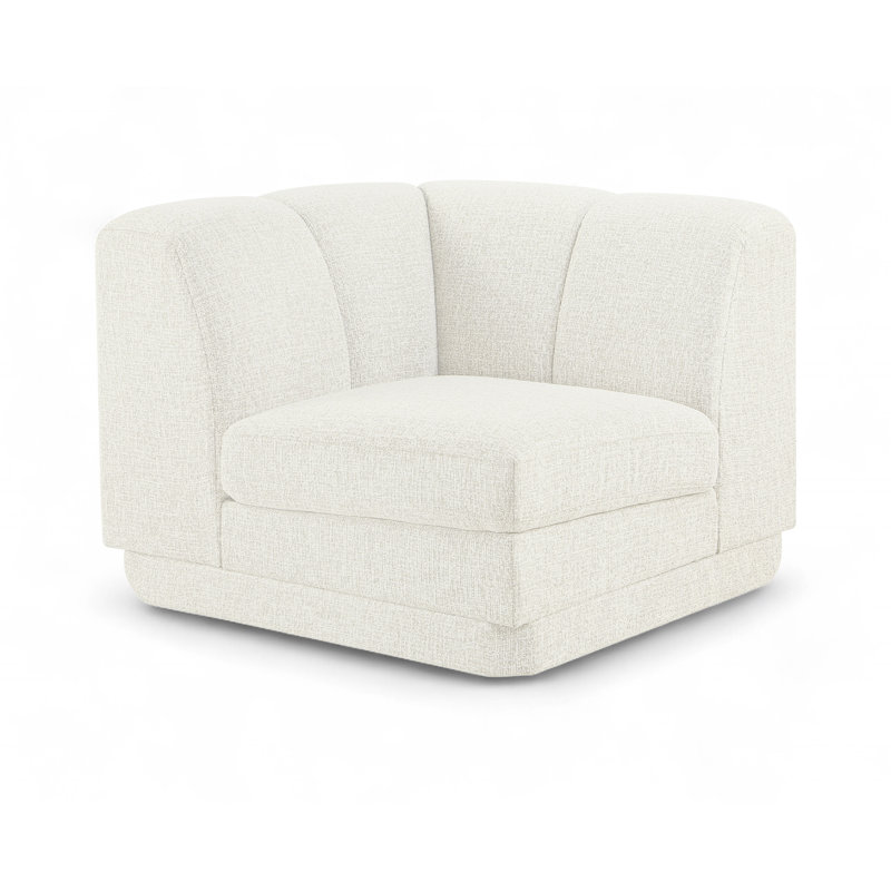 Chaise de coin rembourrée en tissu Chiquita, Tissu crème