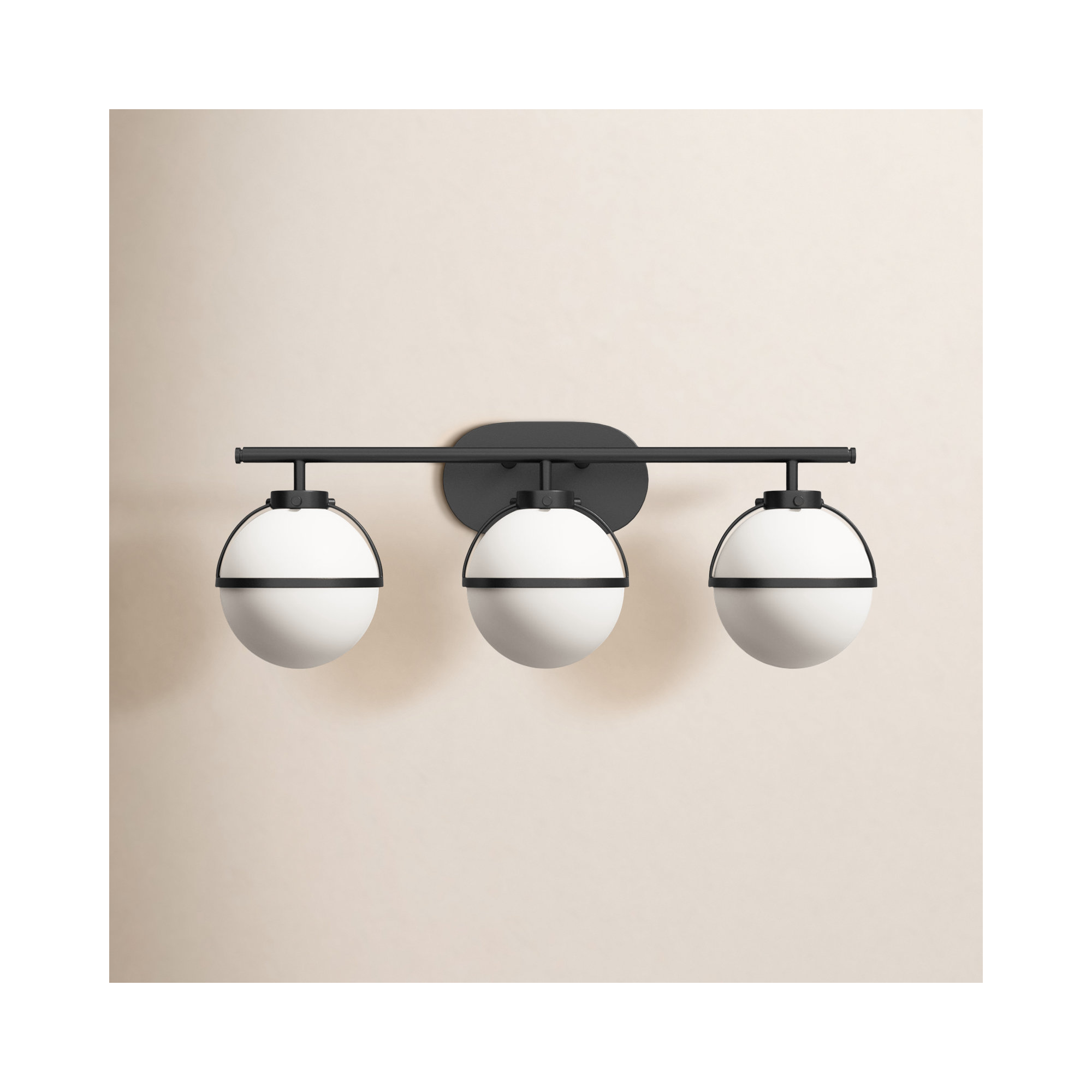 Adneta 3 Light Frosted Dimmable Vanity Light, Black