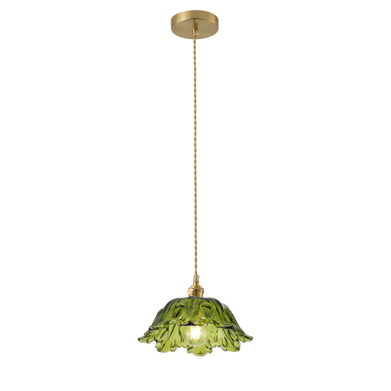 1-Adjustable glass flower shaped pendant light