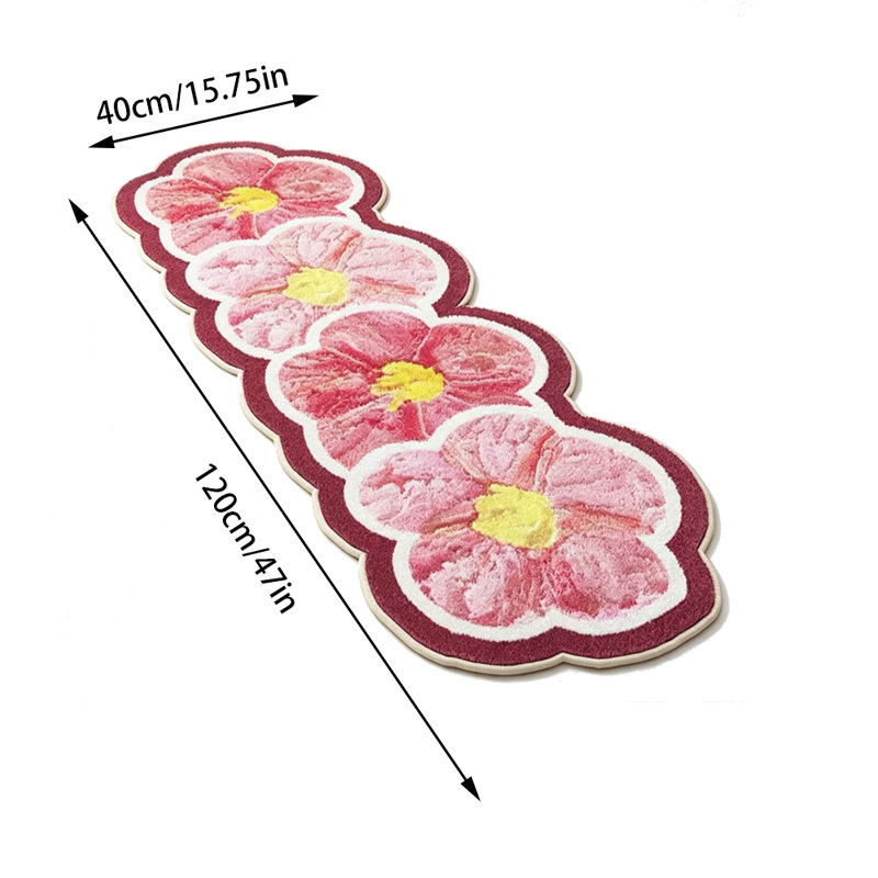 Tapis durable antidérapant à motif floral, A2 47x15.75in