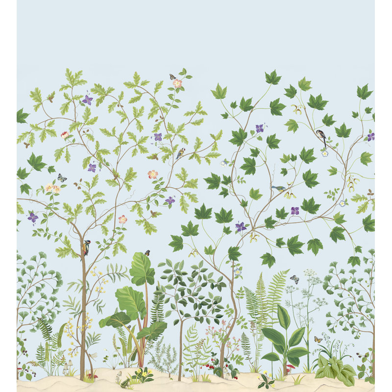 Sycamore and Oak Wallpaper, Sky Blue