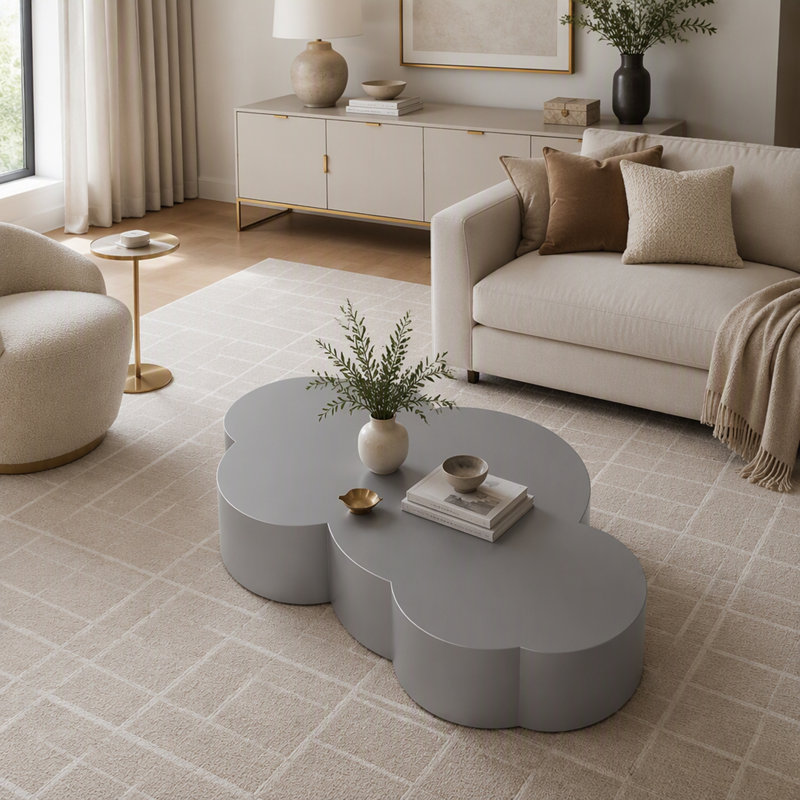 Table basse luxueuse en forme de nuage en acier inoxydable, parfaite pour un décor de salon moderne et glamour