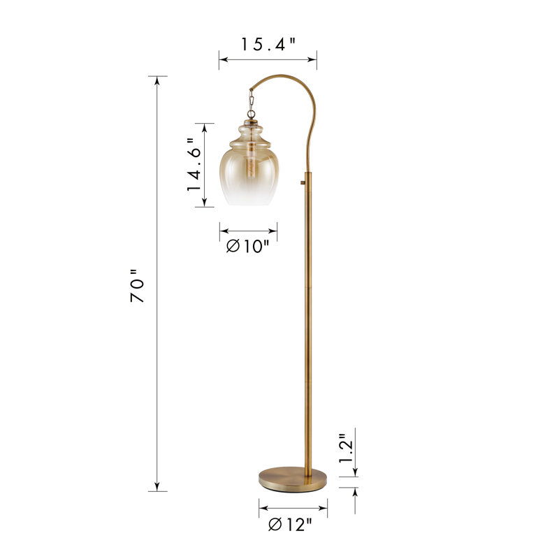 Lampe sur pied arquée 70 po Archambault, Laiton