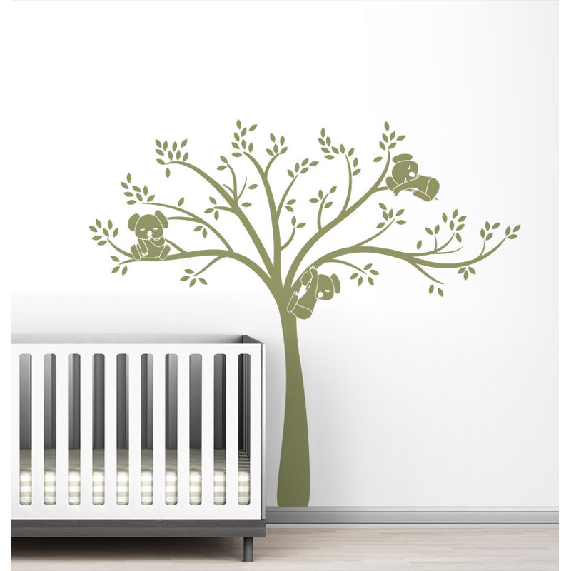 Décalcomanie murale monochrome modern Koala Cuteness, Vert olive