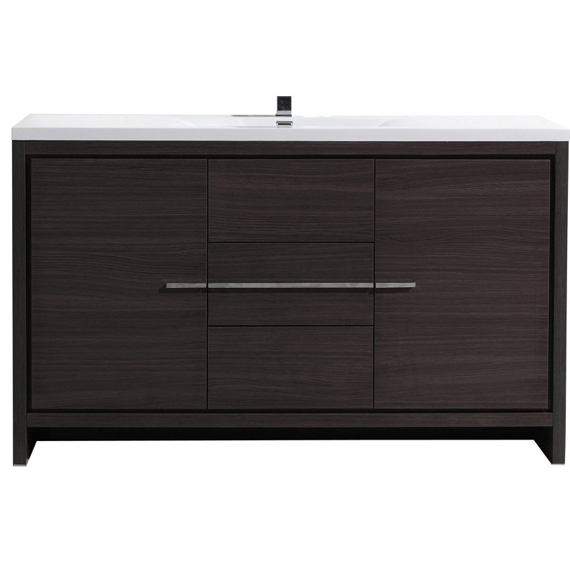 Ensemble de meuble-lavabo simple 59 po Lefebvre, Chêne gris