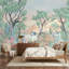Papier peint pastel, paysage, oiseaux de forêt, décoration murale amovible-1261120187-1261120186