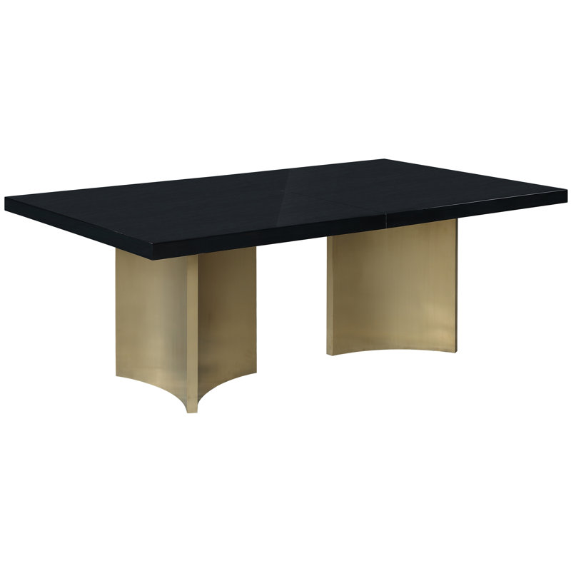 Kirstyleigh Black Wood with Gold Base Extendable Dining Table