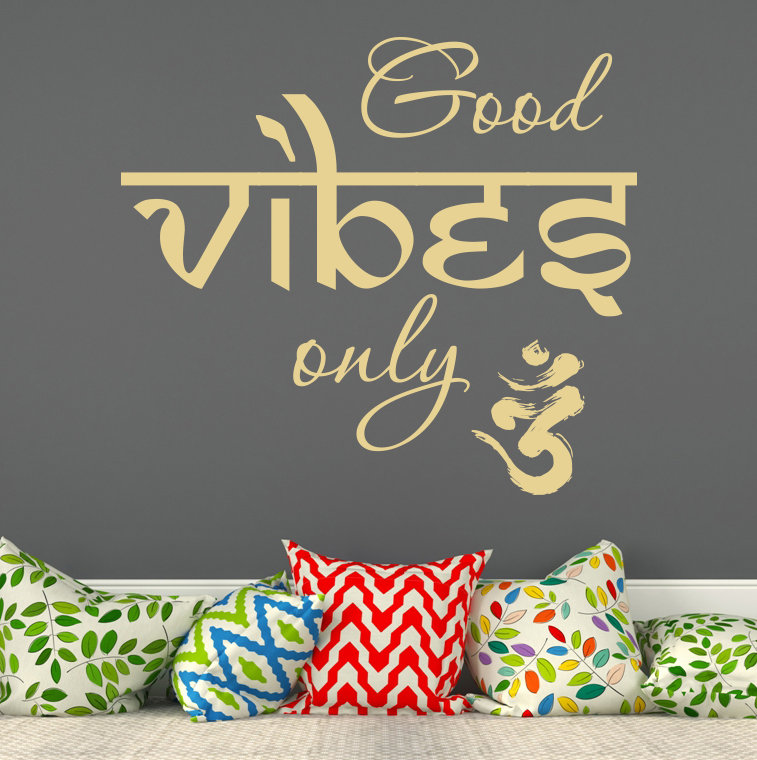 Décalcomanie murale en vinyle good vibes yoga Aldama, Crème
