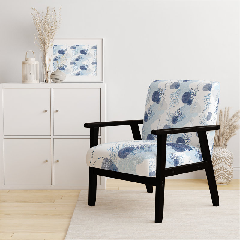 Chaise rembourrée Coastal, Accoudoirs carrés noirs