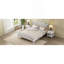 Structure de lit en bois massif de style traditionnel avec tête de lit tapissier capitonnée, sans sommier tapissier, très grand lit, blanc antique-2024342038