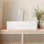 Lavabo vasque de salle de bain carré en céramique blanche 24 po x 15 po Perch
