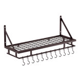 30-Inch Oiled Bronze Wall-Mounted Pot Rack with 12 Hooks - Farmhouse Style