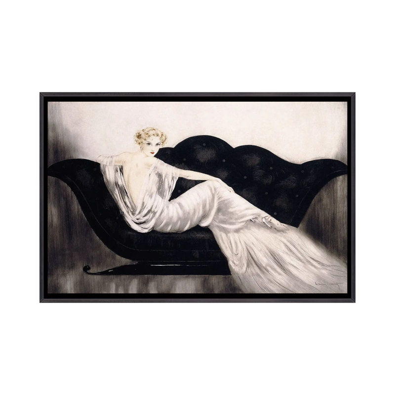 Le canapé, C.1937, Toile encadrée flottante noire patinée, H 18 po x l 26 po x P 1,5 po, Pas de tapis