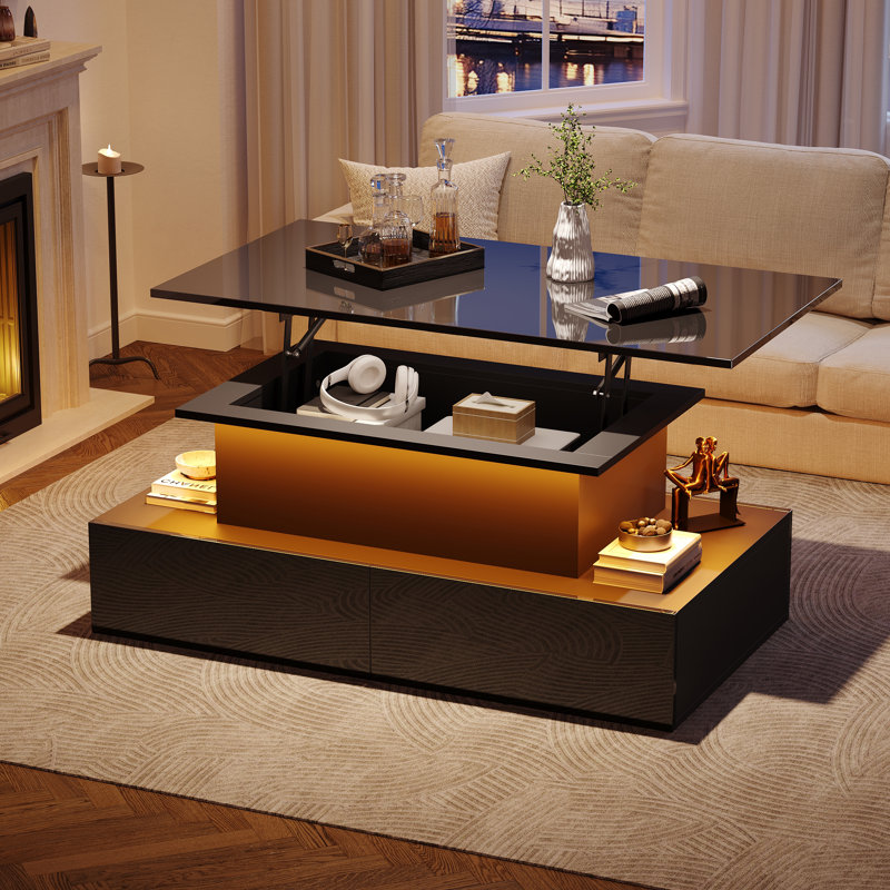 Lift Top Coffee Table with Storage, Black