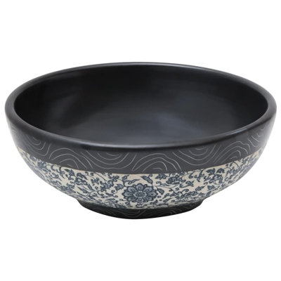 Marlow Home Co. Ambriah 41mm L x 41mm W Black/Blue Ceramic Circular Sink