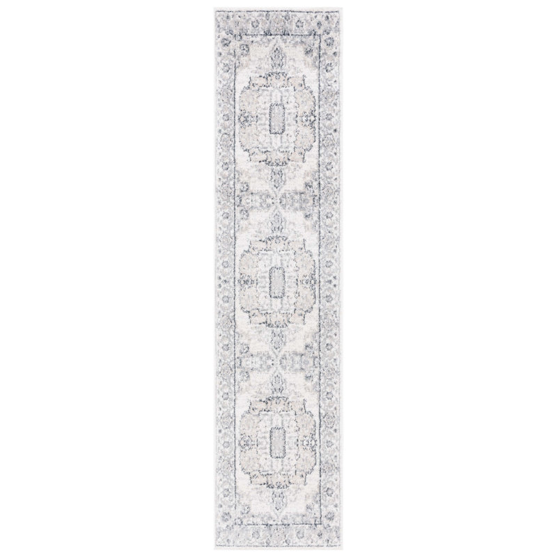 Tapis ivoire / gris Lowrey, Tapis de couloir 2 pi 2 po x 9 pi