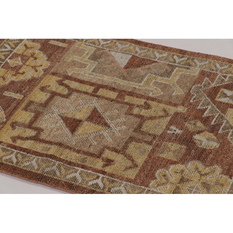 Hand Knotted Wool Geometric Area Rug, Rectangle 9' x 12'