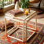 Table d'appoint moderne en métal, table de bout carrée en verre avec structure en acier inoxydable, table de chevet minimaliste pour le salon, petits espaces, blanc crème