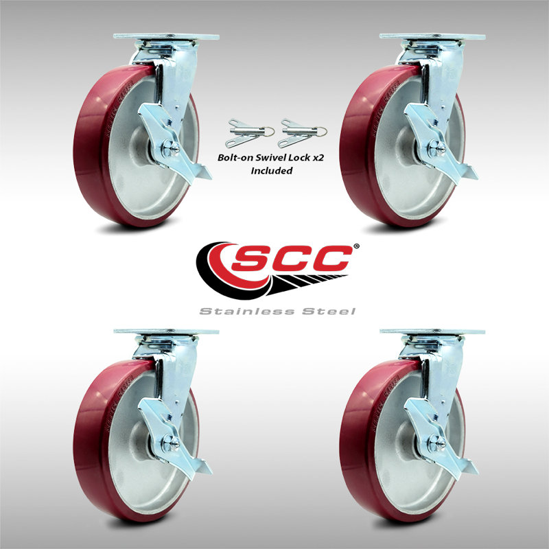4 Piece Poly on Aluminum Caster Set