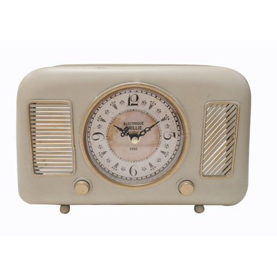 Analogue Metal Quartz Movement / Crystal Tabletop Clock in Antique