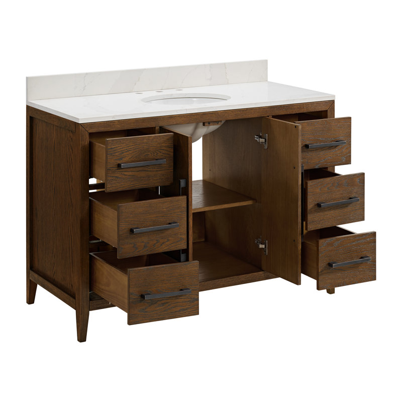 Alsup 48'' W Single Vanity, Enhanced Brown Oak