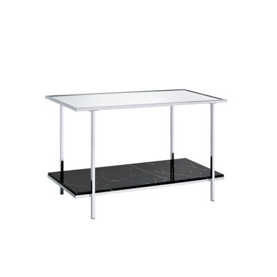 Console Table Console Table, Mirrored, Faux Marble & Chrome Rectangular Console Table