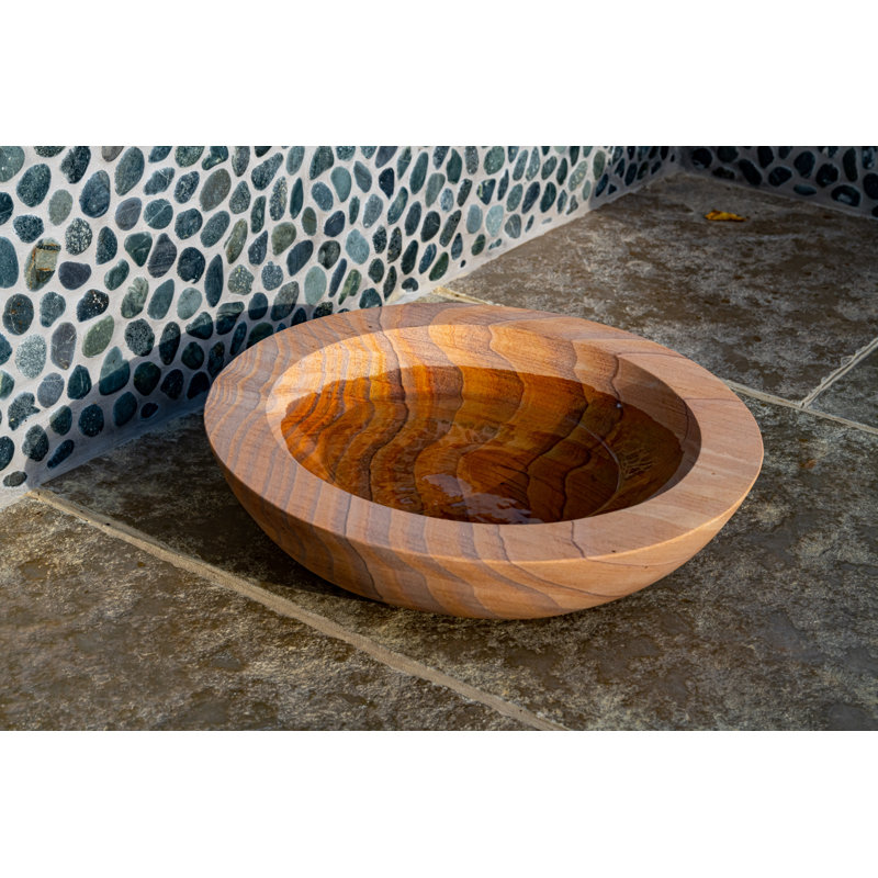 Akeem Natural Stone Birdbath, Brown