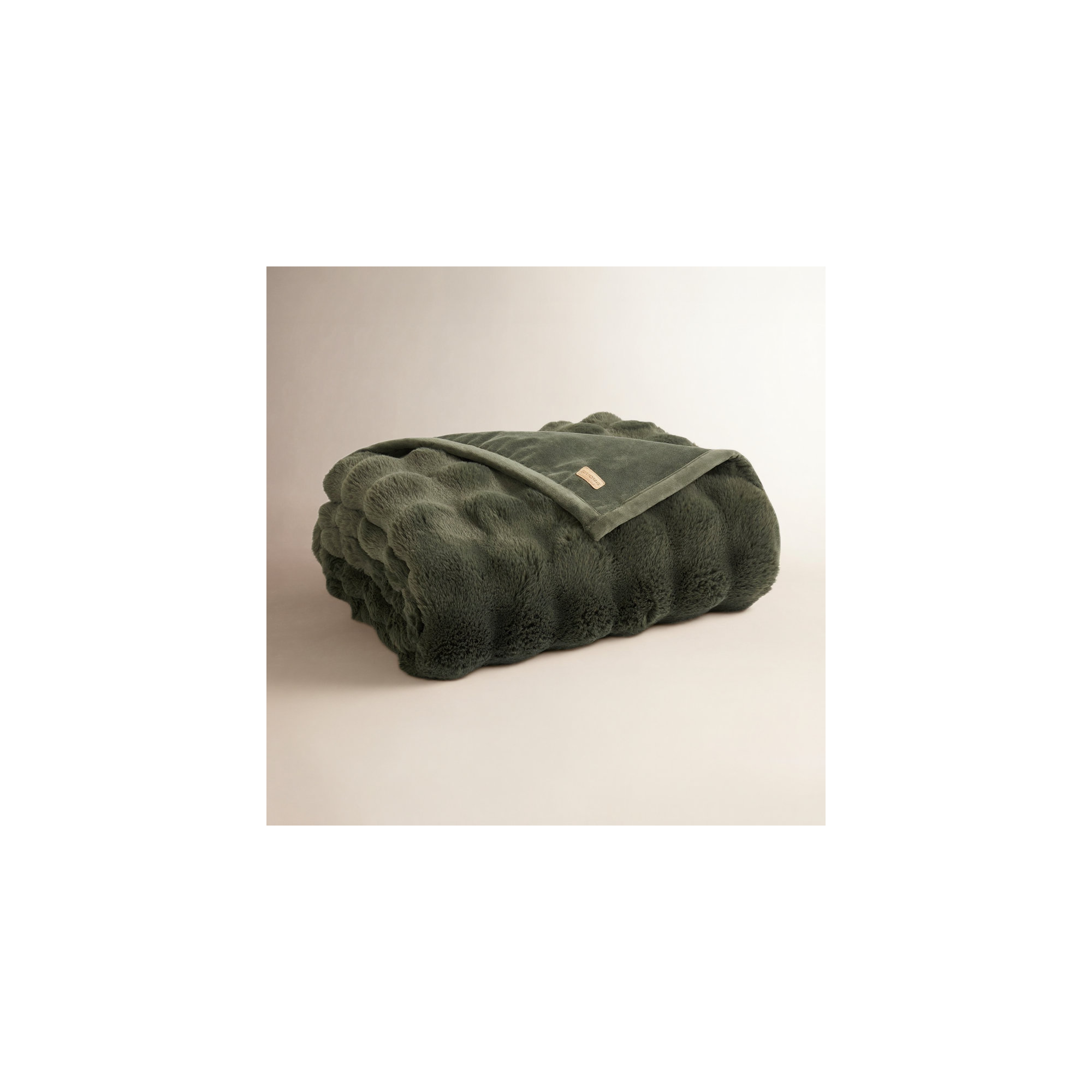 Ridgeline Faux Fur Throw Blanket, Loden Green, 60" L x 50" W