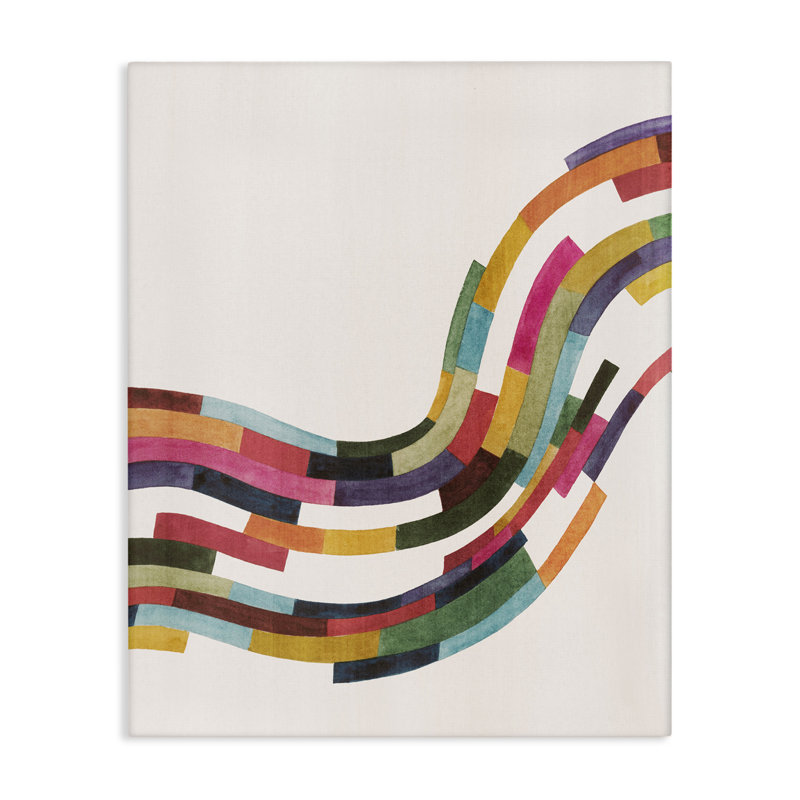 «Curved Geometric Wave Floater Canvas» par Grace Popp, H 30 po x l 24 po