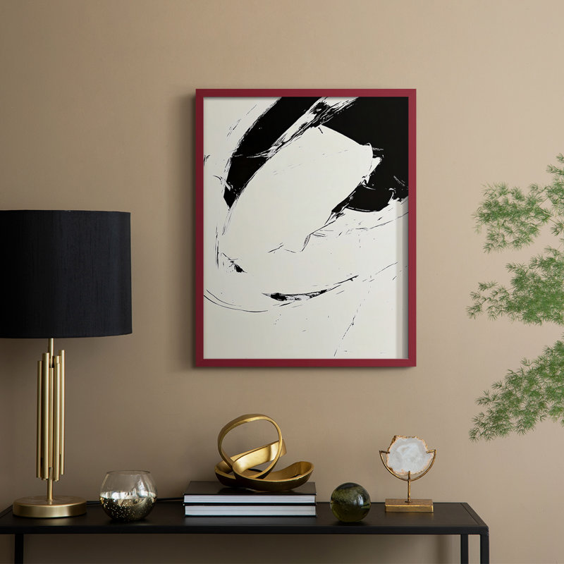 Floral X, reproduction encadrée prête à être accrochée, fabriquée aux États-Unis, H 10 po x l 8 po, Rouge