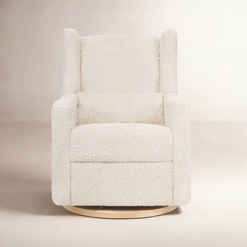 Kiwi Electronic Swivel Reclining Glider, Almond Teddy Loop