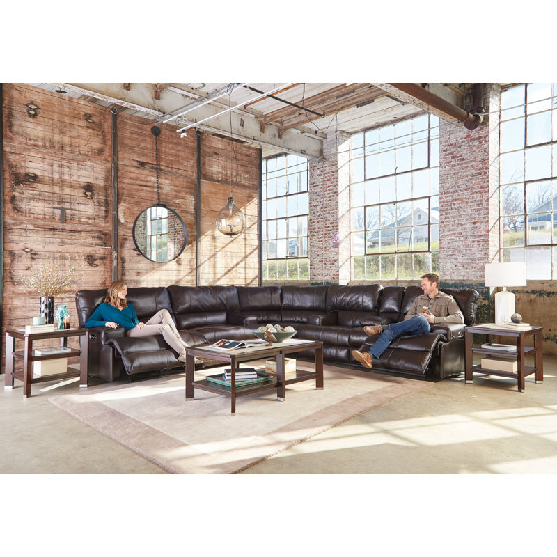 Anjuman 93" Leather Match Reclining Sofa, Chocolate Leather Match, Power, Yes